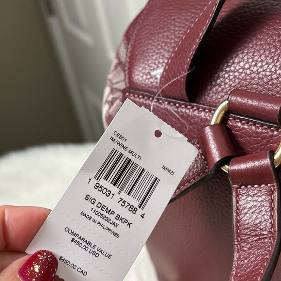 NWT Coach Dempsey Drawstring Backpack In Signature Jacquard With Patch Stripe - Picture 9 of 9